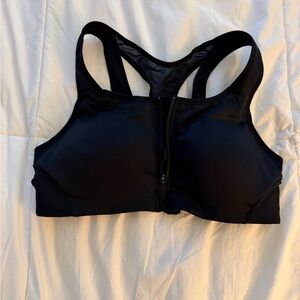 Nike Black Zip-Front High Compression L Sports Bra